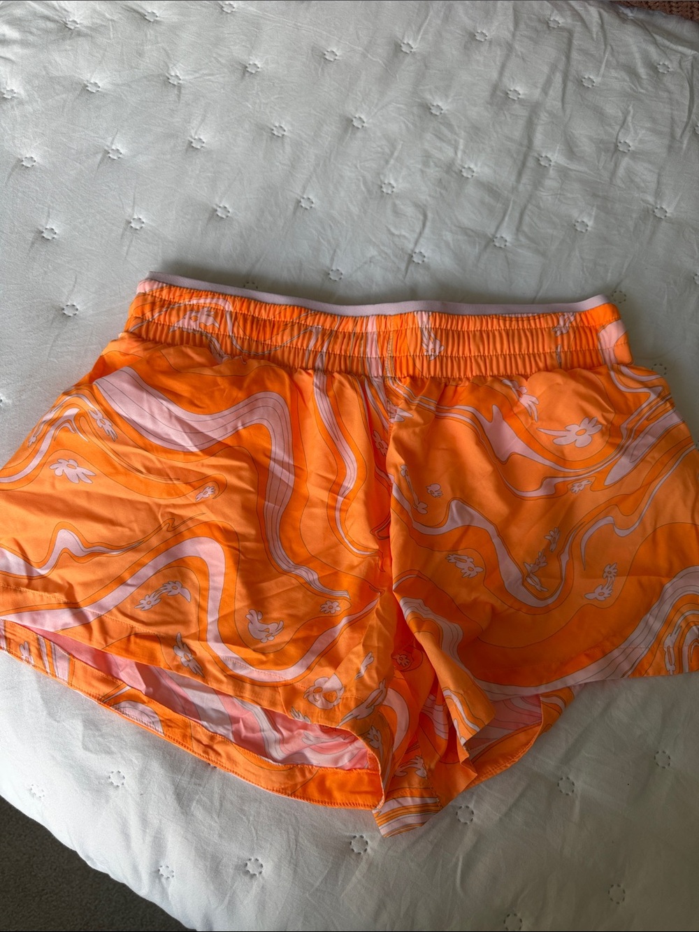 Fabletics Orange Swirl Athletic Shorts